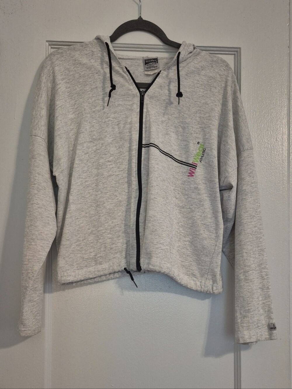 Vintage WilliWear Athletic Heathered Gray Cotton Zip Up Hoodie